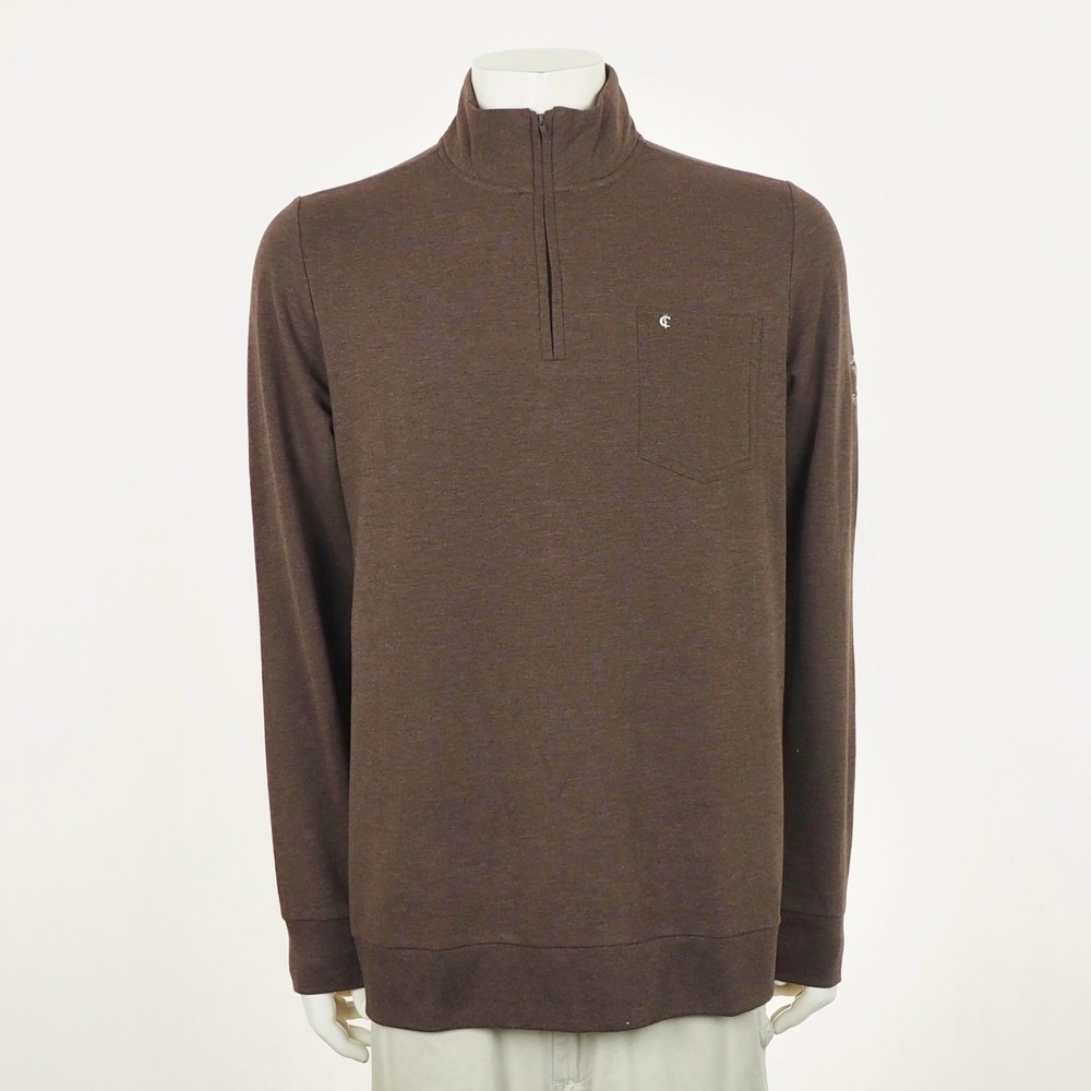 Criquet 1/4-Zip Pullover Sweater Mens Large Heather Brown Champions Golf Club